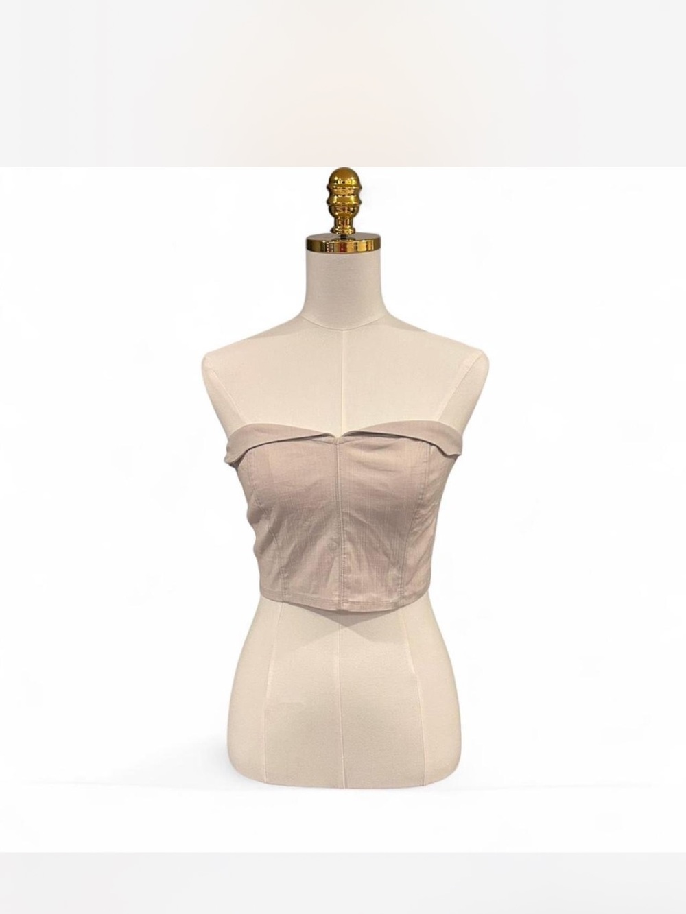 Free People Strapless Fold-Over Crop Top in Light Taupe